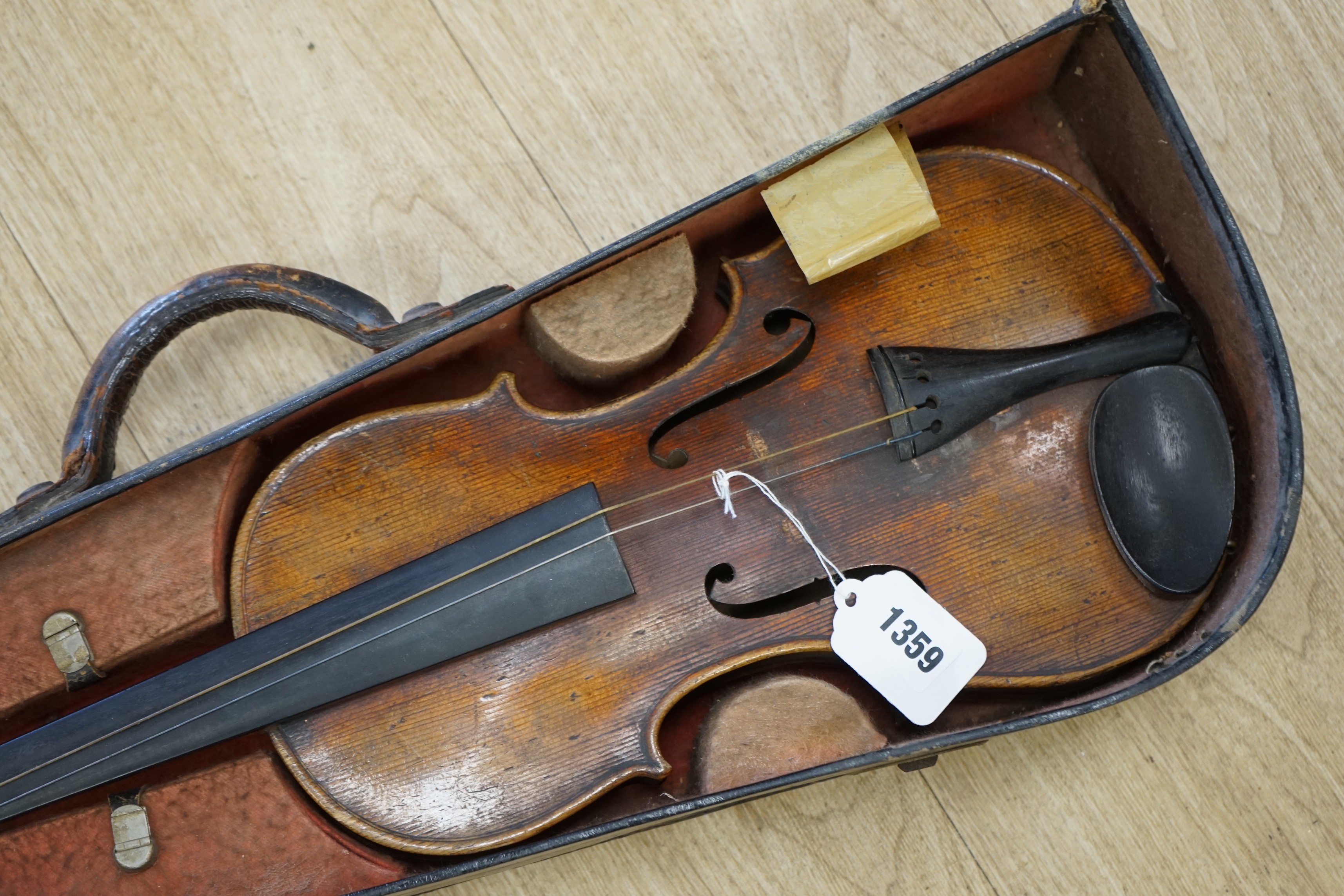 A 19th century German violin, 60cm, in case